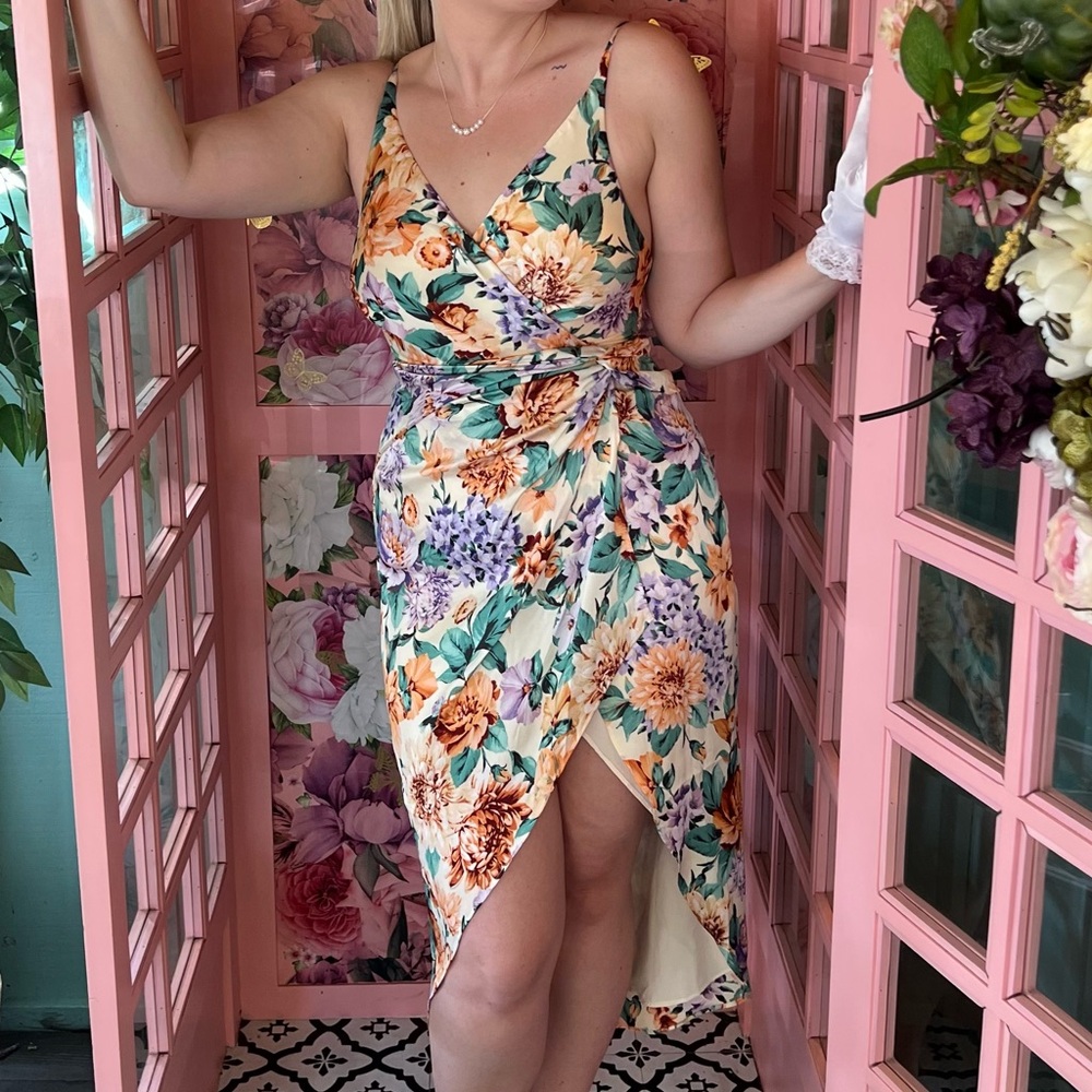 Express Floral Wrap Midi Dress - Multicolor